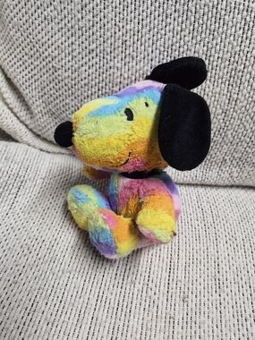 Rainbow Tie-Dye Plush Snoopy Puppy Stuffed Animal - Colorful Soft Cuddly Toy